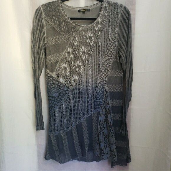 Radzoli Gray Floral Garden Lace Mesh Lined Pieced Seams Whimsigoth Size S - Picture 1 of 12